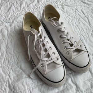 White canvas platform Converse sneakers size 10